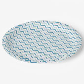 Assiettes En Carton Gris bleu et blanc Chevron (Angle)