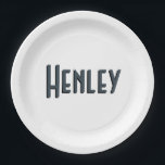 Assiettes En Carton Gris Charbon 3D Minimaliste Moderne Nom<br><div class="desc">Gris Charbon 3D Minimaliste Moderne Style Nom Sans Pied</div>