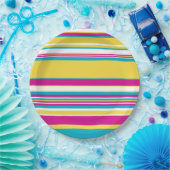 Assiettes En Carton Gris complexes -Turquoise, Jaune, Rose et Blanc (Fête)