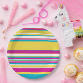 Assiettes En Carton Gris complexes -Turquoise, Jaune, Rose et Blanc (Fête)