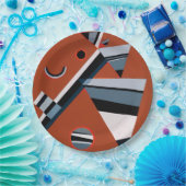 Assiettes En Carton Gris de Kandinsky Peinture Abstraite Art moderne (Fête)