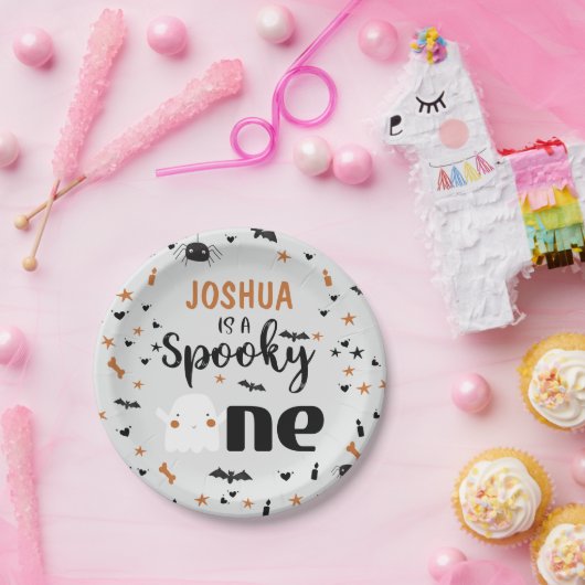 Assiettes En Carton Gris Éffrayant un Halloween 1er anniversaire (Fête)