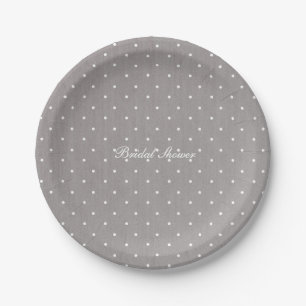 Assiettes En Carton Gris et blanc Petits Pois Moderne Chic