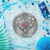 Assiettes En Carton Gris Gris Gris Coastal Thème Coquille de coquillag (Fête)