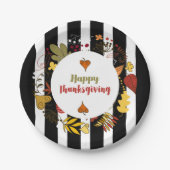 Assiettes En Carton Gris noir et blanc Thanksgiving Wreath (Devant)