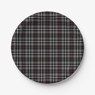 Assiettes En Carton Gris Plaid Pour Plaque Papier De Noël