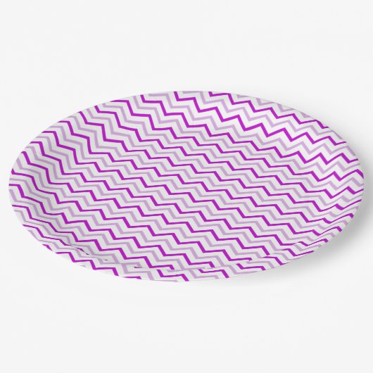 Assiettes En Carton Gris pourpre et blanc Chevron (Angle)