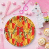 Assiettes En Carton Gris saxophones croquants (Fête)