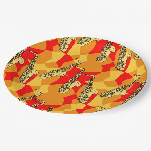 Assiettes En Carton Gris saxophones croquants (Angle)