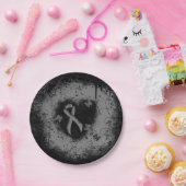 Assiettes En Carton Gris Sensibilisation Ruban Grunge Coeur (Fête)