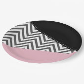 Assiettes En Carton Gris Zigzag, Gris Chevron, Motif Zigzag, Rose (Angle)