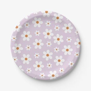 Assiettes En Carton Groovy Retro Daisy Violet