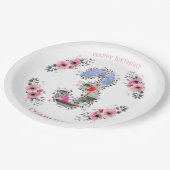 Assiettes En Carton Gros 3ème anniversaire fille photo Collage Fleur r (Angle)