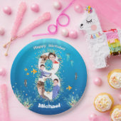 Assiettes En Carton Gros 8 Anniversaire Photo Collage Sous La Mer (Fête)