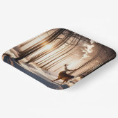 Assiettes En Carton Gros Camion En Forêt D'Hiver (Angulaire)