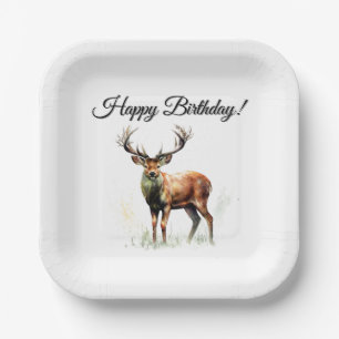 Assiettes En Carton Gros Cerf Racké Joyeux Anniversaire ou Félicitatio