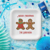 Assiettes En Carton Gros pain d'épices Couple Cookies Noël (Fête)