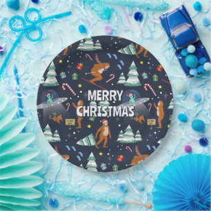 Assiettes En Carton Gros pied, Aliens, & Reindeer Noël