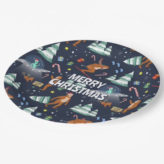 Assiettes En Carton Gros pied, Aliens, & Reindeer Noël (Angle)