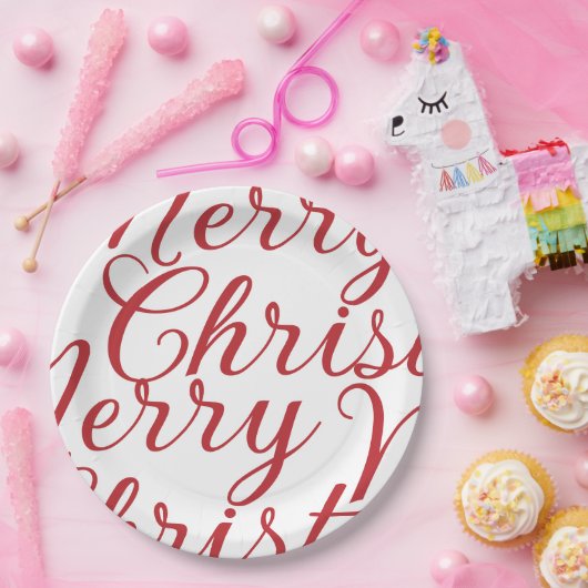 Assiettes En Carton Grosse fantaisie Rouge Joyeux Noël (Fête)