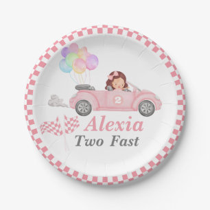 Assiettes En Carton Grossissant deux Fast Pink Race Car Girl 2e annive