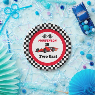 Assiettes En Carton Grossissant DEUX Fast Race Car Boy 2e Anniversaire