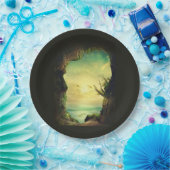 Assiettes En Carton Grotte surplombant une mer tropicale Photo Pittore (Fête)