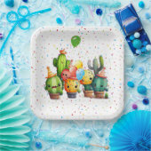Assiettes En Carton Groupe Cactus avec Party Confetti (Fête)