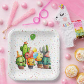 Assiettes En Carton Groupe Cactus avec Party Confetti (Fête)