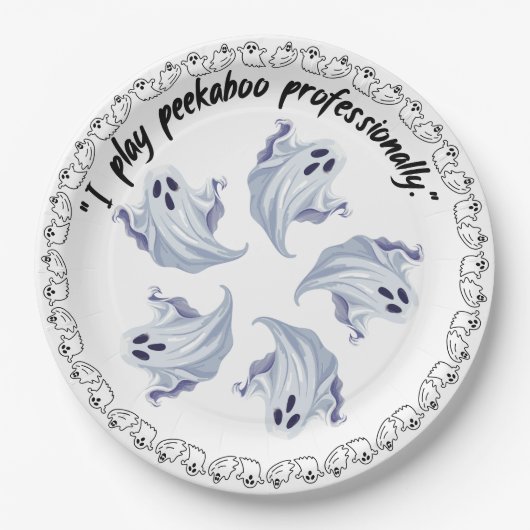 Assiettes En Carton Groupe De Fantômes D'Halloween Sur (Devant)