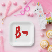 Assiettes En Carton Groupe sanguin B- Hôpital d'horreur négatif (Fête)