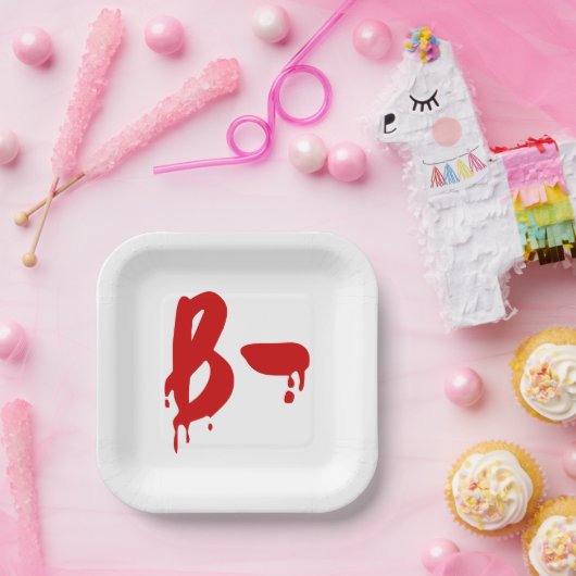 Assiettes En Carton Groupe sanguin B- Hôpital d'horreur négatif (Fête)