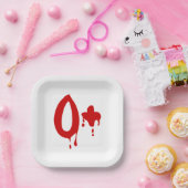 Assiettes En Carton Groupe sanguin O+ Positif #Hôpital d'horreur (Fête)