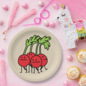 Assiettes En Carton Groupe végétal de radis de groupe heureux de radis (Fête)