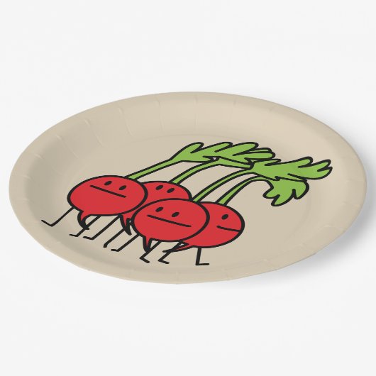 Assiettes En Carton Groupe végétal de radis de groupe heureux de radis (Angle)