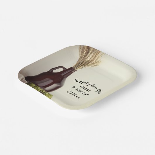 Assiettes En Carton Growler Hops Blé Heureusement Jamais Après Mariage (Angulaire)