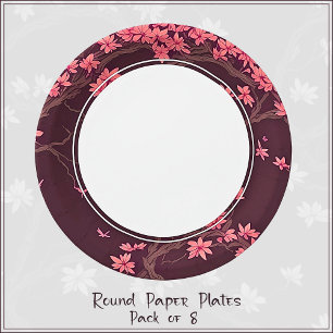 Assiettes En Carton Grue en papier rose Origami Fleur de cerisier