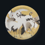 Assiettes En Carton Grues d'horloges japonaises Vintage Bird Rich Clas<br><div class="desc">Cette image est basée sur le troupeau japonais de grues (18ème siècle) peinture vintage par Ishida Yutei. Image du domaine public de l'Institut d'Art de Minneapolis.</div>