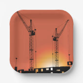 Assiettes En Carton Grues Sur Un Bâtiment (Recto)