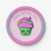 Assiettes En Carton Grumbie Zombie Muffin rose Cerveau Eyeball Hallowe (Devant)
