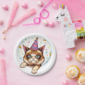 Assiettes En Carton Grumpy Birthday Chat - Casquette de fête & Confett (Fête)