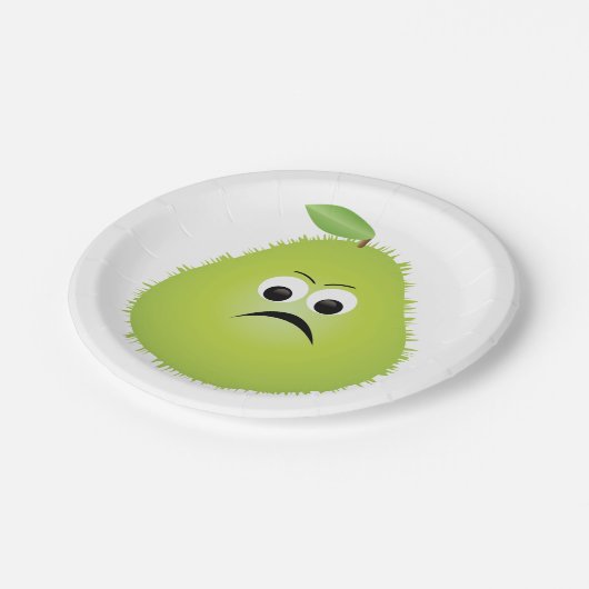 Assiettes En Carton Grumpy Fuzzy Pear Visage Fruit drôle Caractère (Angle)
