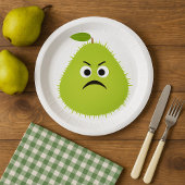 Assiettes En Carton Grumpy Fuzzy Pear Visage Fruit drôle Caractère
