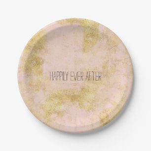 Assiettes En Carton Grunge d'or rose