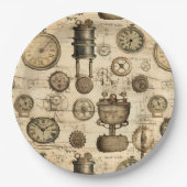 Assiettes En Carton Grunge Rustic Steampunk Horloge (14) (Devant)