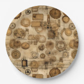 Assiettes En Carton Grunge Rustic Steampunk Horloge (4) (Devant)
