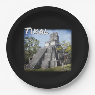Assiettes En Carton Guatemala Tikal Ruines Temple