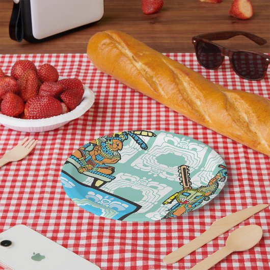 Assiettes En Carton Guerrier Maya et roi