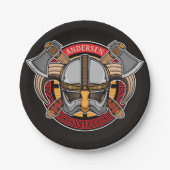 Assiettes En Carton Guerrier Viking Nordique AJOUTER NOM Hache Nordiqu (Devant)