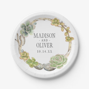 Assiettes En Carton Guirlande des Succulents, des brindilles et des